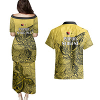 Papua New Guinea National Capital District Couples Matching Puletasi Dress and Hawaiian Shirt PNG Birds Of Paradise Polynesian Arty Style LT03 - Polynesian Pride