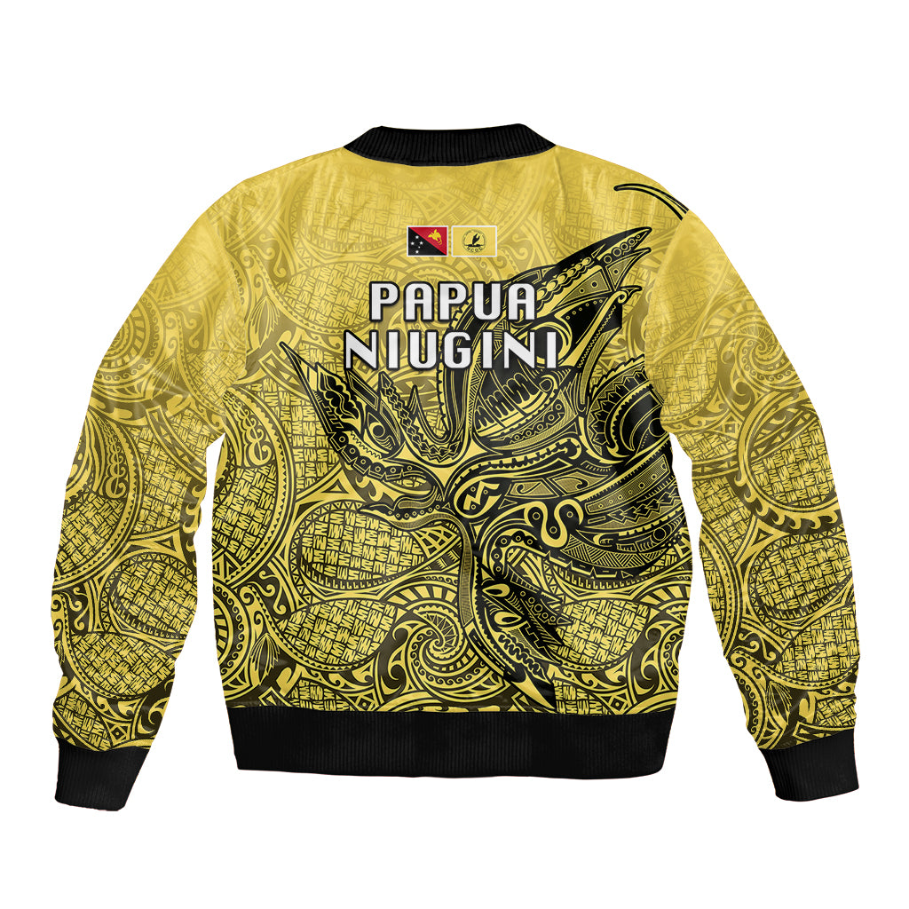 Papua New Guinea National Capital District Sleeve Zip Bomber Jacket PNG Birds Of Paradise Polynesian Arty Style LT03 - Polynesian Pride