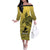 Personalised Papua New Guinea National Capital District Off The Shoulder Long Sleeve Dress PNG Birds Of Paradise Polynesian Arty Style LT03 Women Yellow - Polynesian Pride