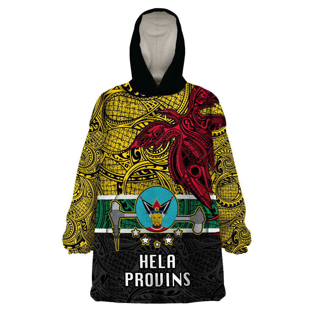 Papua New Guinea Hela Province Wearable Blanket Hoodie PNG Birds Of Paradise Polynesian Arty Style LT03 One Size Yellow - Polynesian Pride