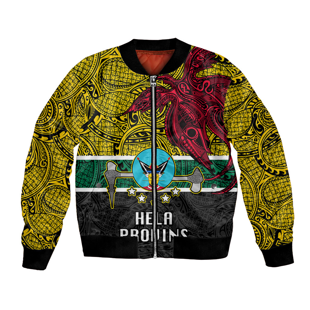 Personalised Papua New Guinea Hela Province Bomber Jacket PNG Birds Of Paradise Polynesian Arty Style LT03 Unisex Yellow - Polynesian Pride