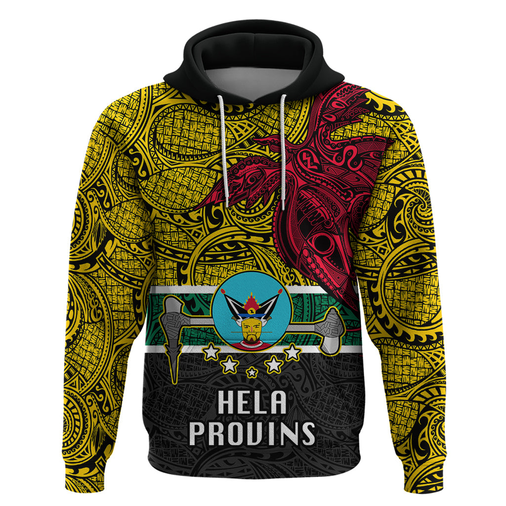 Personalised Papua New Guinea Hela Province Hoodie PNG Birds Of Paradise Polynesian Arty Style LT03 Yellow - Polynesian Pride