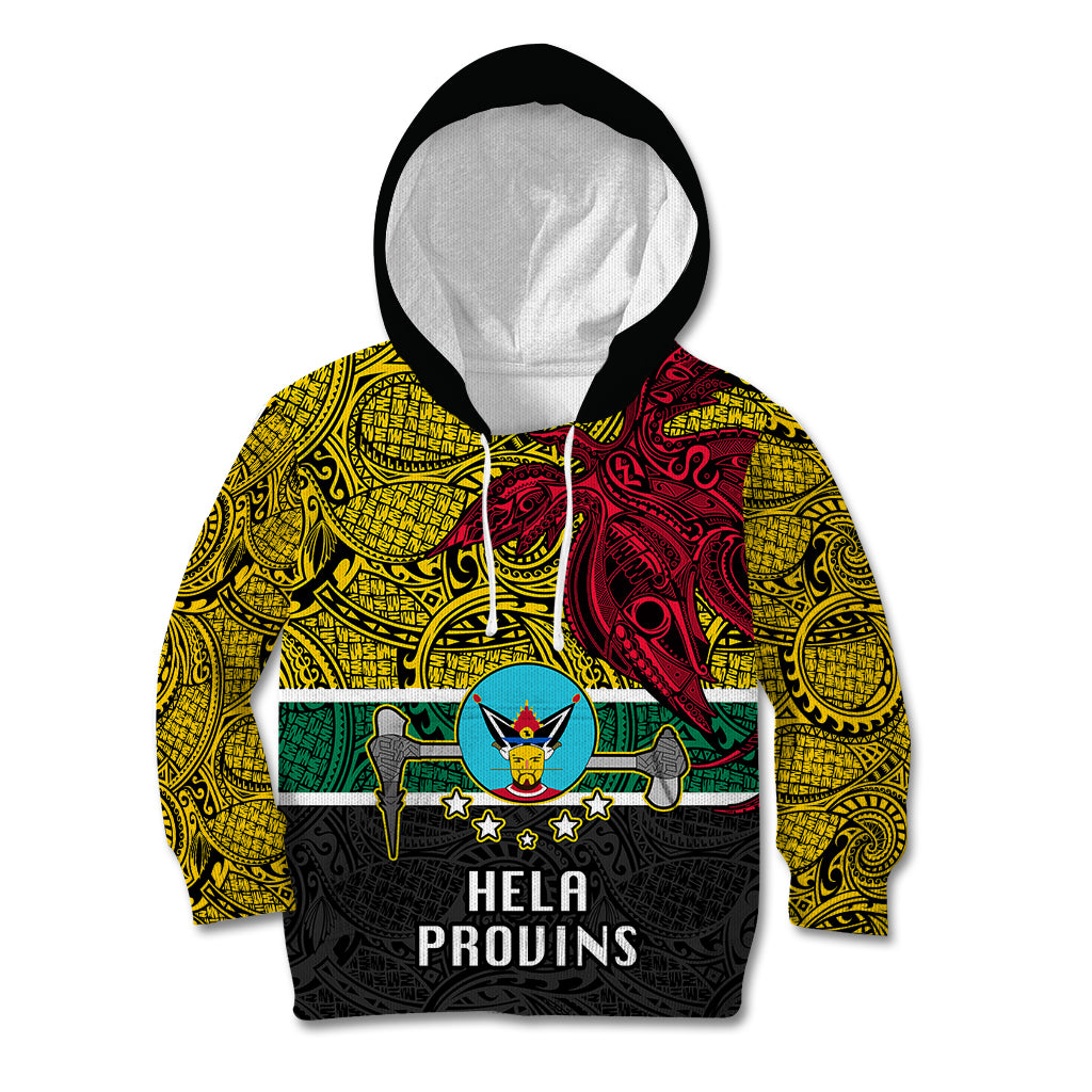 Personalised Papua New Guinea Hela Province Kid Hoodie PNG Birds Of Paradise Polynesian Arty Style LT03 Hoodie Yellow - Polynesian Pride