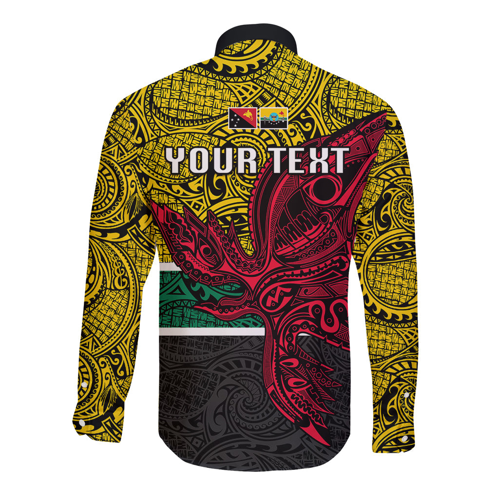 Personalised Papua New Guinea Hela Province Long Sleeve Button Shirt PNG Birds Of Paradise Polynesian Arty Style LT03 - Polynesian Pride