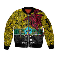 Personalised Papua New Guinea Hela Province Sleeve Zip Bomber Jacket PNG Birds Of Paradise Polynesian Arty Style LT03 Unisex Yellow - Polynesian Pride