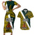 Papua New Guinea Jiwaka Province Couples Matching Short Sleeve Bodycon Dress and Hawaiian Shirt PNG Birds Of Paradise Polynesian Arty Style LT03 Yellow - Polynesian Pride