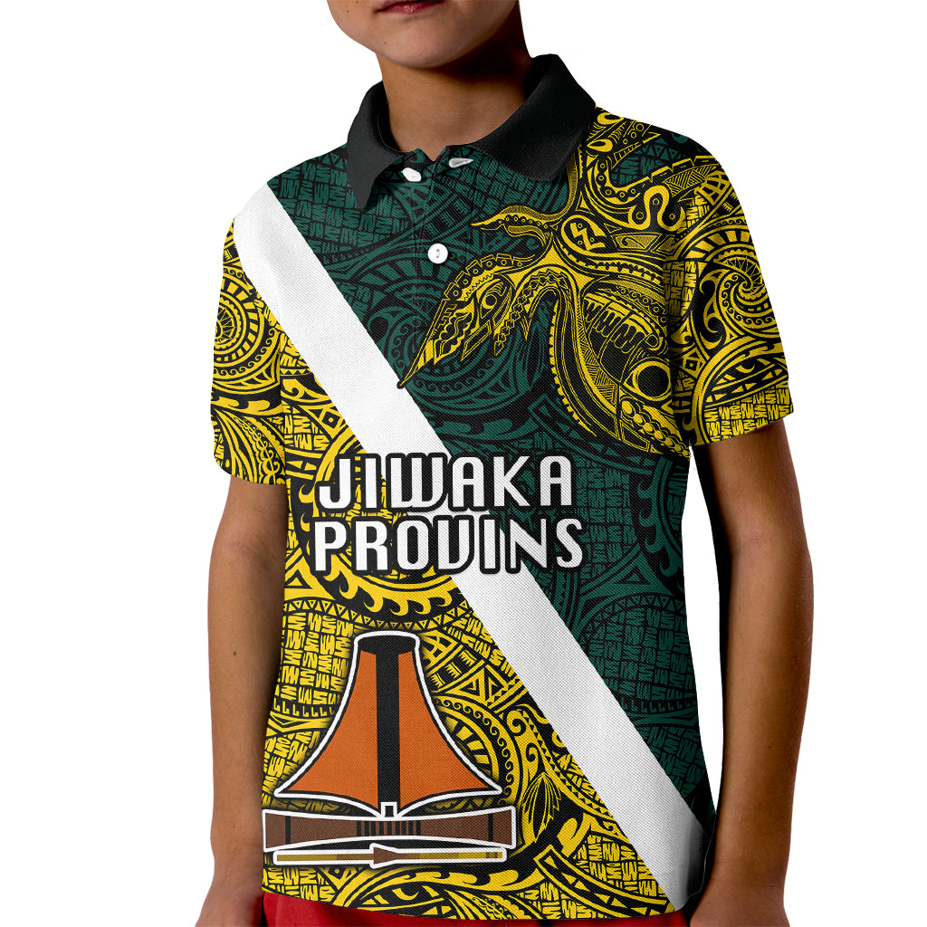 Papua New Guinea Jiwaka Province Kid Polo Shirt PNG Birds Of Paradise Polynesian Arty Style LT03 Kid Yellow - Polynesian Pride