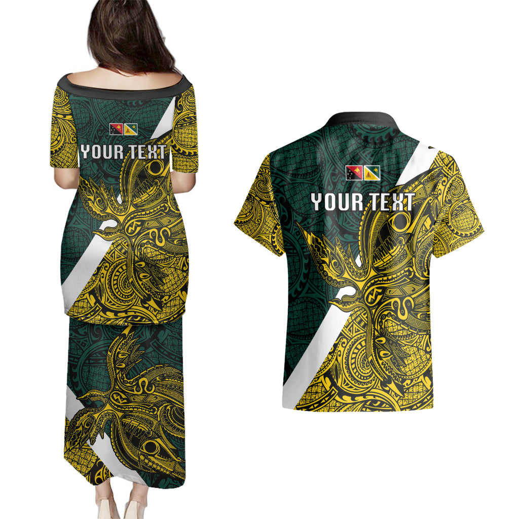 Personalised Papua New Guinea Jiwaka Province Couples Matching Puletasi Dress and Hawaiian Shirt PNG Birds Of Paradise Polynesian Arty Style LT03 - Polynesian Pride