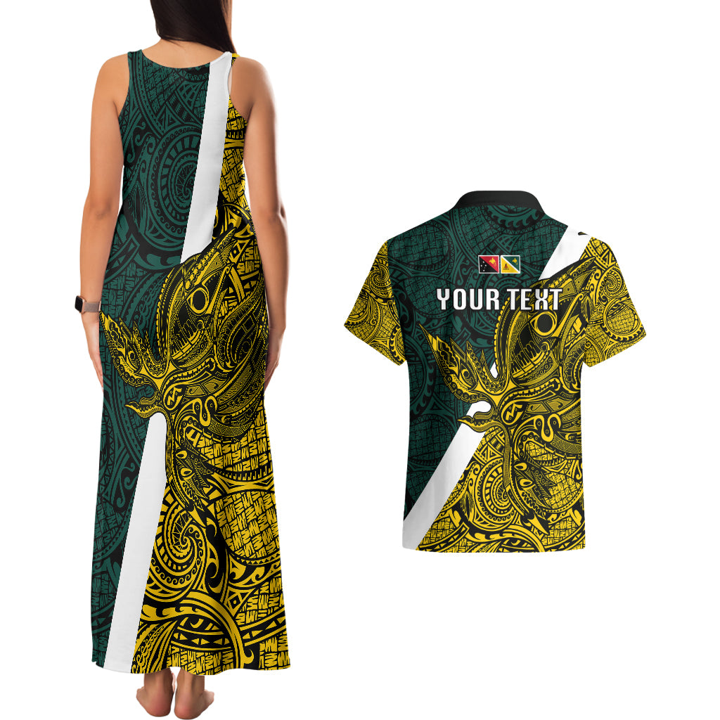 Personalised Papua New Guinea Jiwaka Province Couples Matching Tank Maxi Dress and Hawaiian Shirt PNG Birds Of Paradise Polynesian Arty Style LT03 - Polynesian Pride