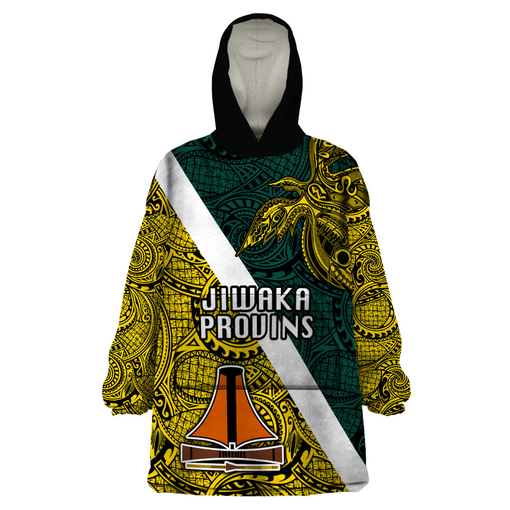 Personalised Papua New Guinea Jiwaka Province Wearable Blanket Hoodie PNG Birds Of Paradise Polynesian Arty Style LT03 One Size Yellow - Polynesian Pride