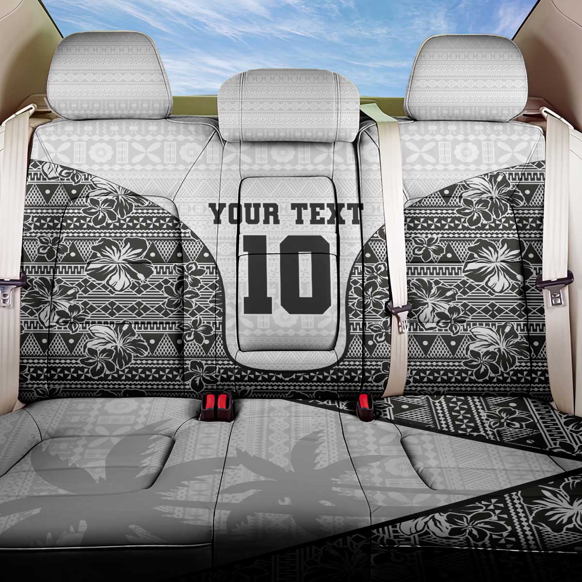 Custom Fiji Pacific Rugby 2024 Back Car Seat Cover Tapa Tribal and Fijian Masi Pattern