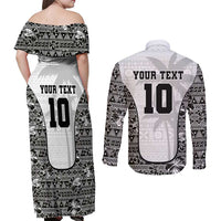 Custom Fiji Pacific Rugby 2024 Couples Matching Off Shoulder Maxi Dress and Long Sleeve Button Shirt Tapa Tribal and Fijian Masi Pattern LT03 - Polynesian Pride