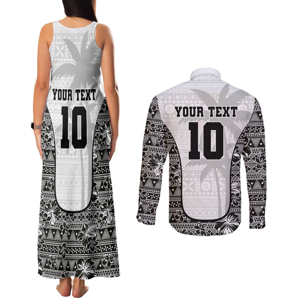 Custom Fiji Pacific Rugby 2024 Couples Matching Tank Maxi Dress and Long Sleeve Button Shirt Tapa Tribal and Fijian Masi Pattern LT03 - Polynesian Pride
