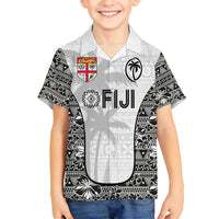 Custom Fiji Pacific Rugby 2024 Family Matching Long Sleeve Bodycon Dress and Hawaiian Shirt Tapa Tribal and Fijian Masi Pattern LT03 Son's Shirt White - Polynesian Pride