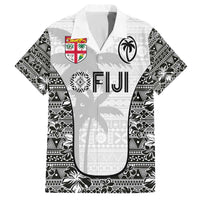 Custom Fiji Pacific Rugby 2024 Family Matching Puletasi and Hawaiian Shirt Tapa Tribal and Fijian Masi Pattern LT03 Dad's Shirt - Short Sleeve White - Polynesian Pride