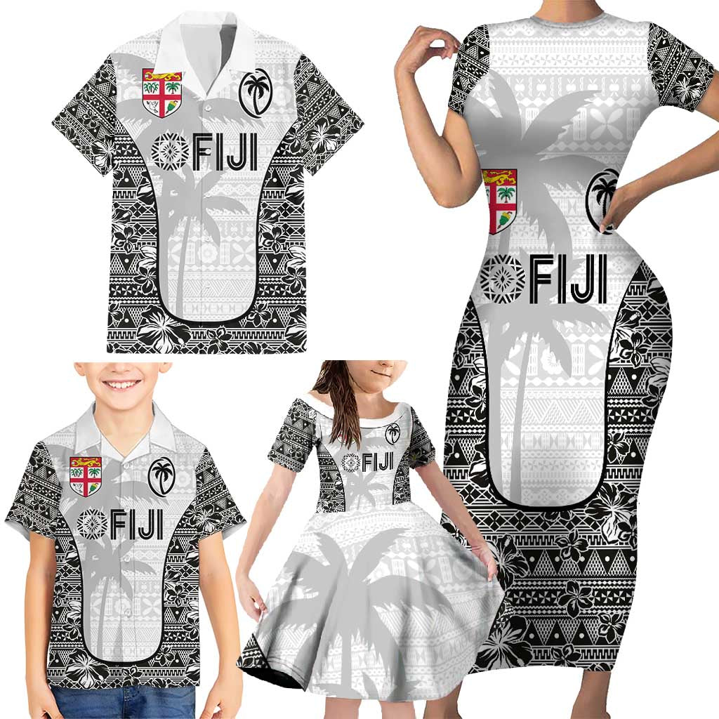 Custom Fiji Pacific Rugby 2024 Family Matching Short Sleeve Bodycon Dress and Hawaiian Shirt Tapa Tribal and Fijian Masi Pattern LT03 - Polynesian Pride