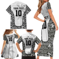 Custom Fiji Pacific Rugby 2024 Family Matching Short Sleeve Bodycon Dress and Hawaiian Shirt Tapa Tribal and Fijian Masi Pattern LT03 - Polynesian Pride