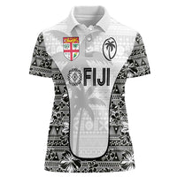 Custom Fiji Pacific Rugby 2024 Women Polo Shirt Tapa Tribal and Fijian Masi Pattern LT03 Female White - Polynesian Pride