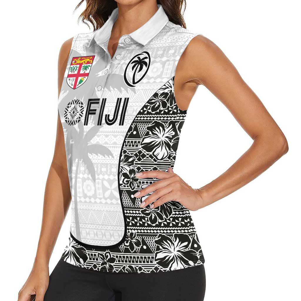 Custom Fiji Pacific Rugby 2024 Women Sleeveless Polo Shirt Tapa Tribal and Fijian Masi Pattern LT03 - Polynesian Pride