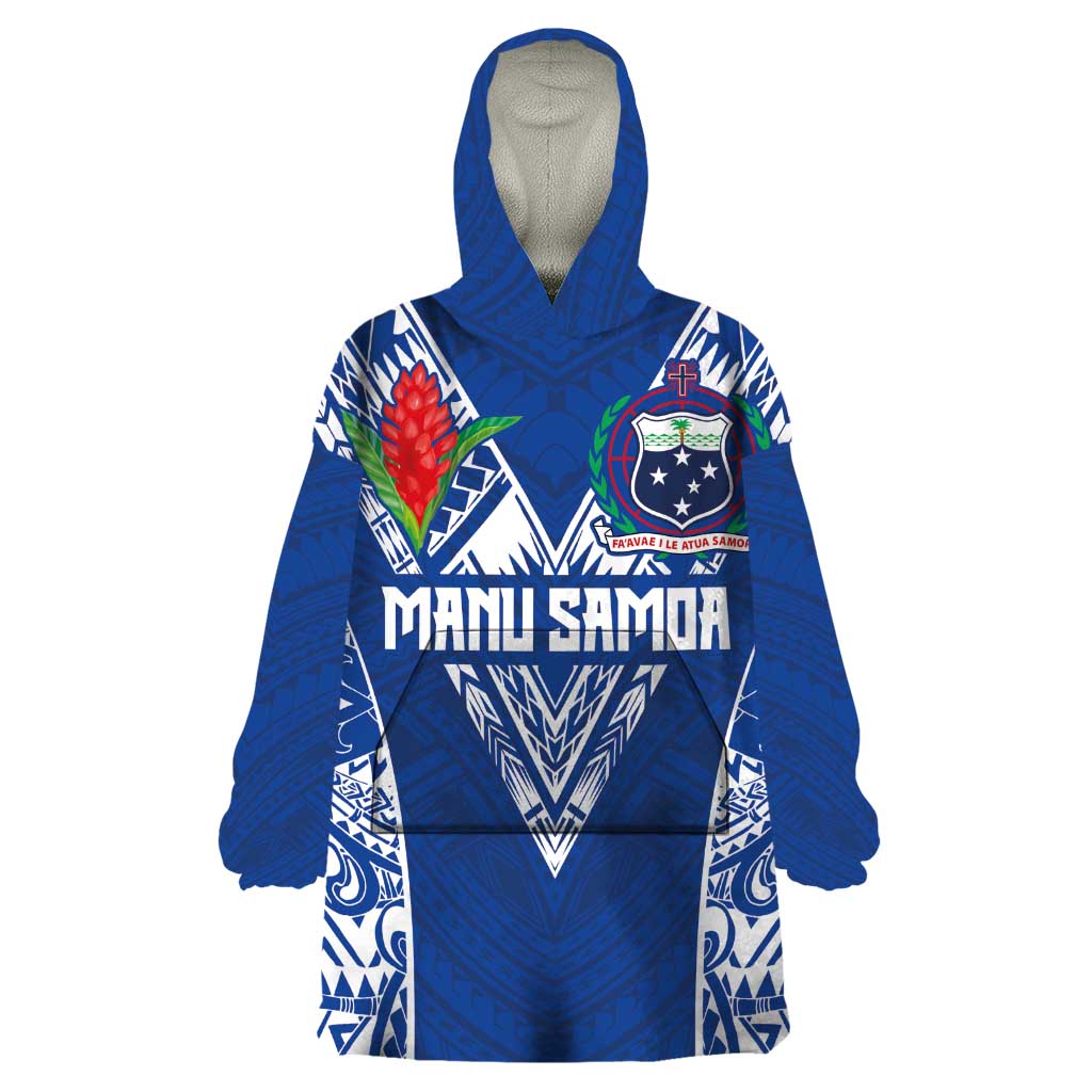 Custom Samoa Pacific Rugby 2024 Wearable Blanket Hoodie Polynesian Pacific Tribal Pattern