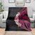 Hawaiian Tropical Plumeria Art Polynesian Tattoo Blanket Black and Bright Pink Color