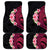 Hawaiian Tropical Plumeria Art Polynesian Tattoo Car Mats Black and Bright Pink Color