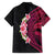 Hawaiian Tropical Plumeria Art Polynesian Tattoo Hawaiian Shirt Black and Bright Pink Color