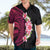 Hawaiian Tropical Plumeria Art Polynesian Tattoo Hawaiian Shirt Black and Bright Pink Color