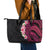 Hawaiian Tropical Plumeria Art Polynesian Tattoo Leather Tote Bag Black and Bright Pink Color