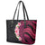 Hawaiian Tropical Plumeria Art Polynesian Tattoo Leather Tote Bag Black and Bright Pink Color