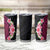 Hawaiian Tropical Plumeria Art Polynesian Tattoo Tumbler Cup Black and Bright Pink Color