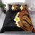 Hawaiian Tropical Plumeria Art Polynesian Tattoo Bedding Set Black and Autumn Color Theme