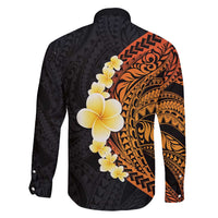 Hawaiian Tropical Plumeria Art Polynesian Tattoo Family Matching Long Sleeve Bodycon Dress and Hawaiian Shirt Black and Autumn Color Theme LT03 - Polynesian Pride