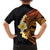 Hawaiian Tropical Plumeria Art Polynesian Tattoo Family Matching Puletasi and Hawaiian Shirt Black and Autumn Color Theme