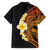 Hawaiian Tropical Plumeria Art Polynesian Tattoo Hawaiian Shirt Black and Autumn Color Theme