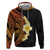 Hawaiian Tropical Plumeria Art Polynesian Tattoo Hoodie Black and Autumn Color Theme