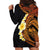 Hawaiian Tropical Plumeria Art Polynesian Tattoo Hoodie Dress Black and Autumn Color Theme