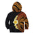 Hawaiian Tropical Plumeria Art Polynesian Tattoo Kid Hoodie Black and Autumn Color Theme