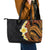 Hawaiian Tropical Plumeria Art Polynesian Tattoo Leather Tote Bag Black and Autumn Color Theme