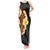 Hawaiian Tropical Plumeria Art Polynesian Tattoo Tank Maxi Dress Black and Autumn Color Theme