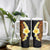 Hawaiian Tropical Plumeria Art Polynesian Tattoo Tumbler With Handle Black and Autumn Color Theme