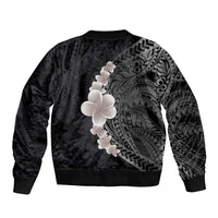 Hawaiian Tropical Plumeria Art Polynesian Tattoo Bomber Jacket Grayscale Color LT03 - Polynesian Pride