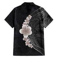 Hawaiian Tropical Plumeria Art Polynesian Tattoo Family Matching Puletasi and Hawaiian Shirt Grayscale Color LT03 - Polynesian Pride