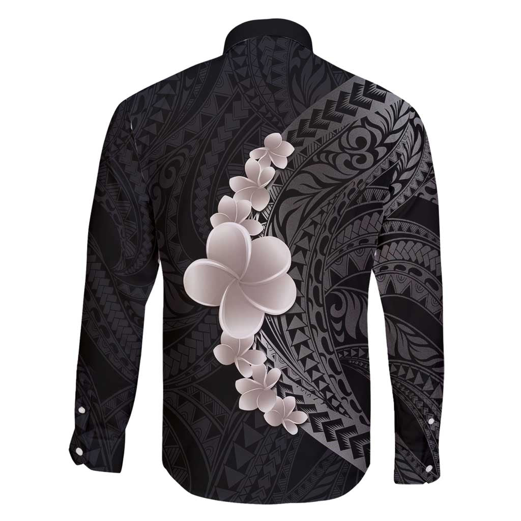 Hawaiian Tropical Plumeria Art Polynesian Tattoo Family Matching Puletasi and Hawaiian Shirt Grayscale Color LT03 - Polynesian Pride