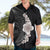 Hawaiian Tropical Plumeria Art Polynesian Tattoo Hawaiian Shirt Grayscale Color