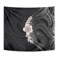 Hawaiian Tropical Plumeria Art Polynesian Tattoo Tapestry Grayscale Color