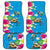 Hawaiian Tropical Flower and Honu Under Blue Water Car Mats