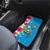 Hawaiian Tropical Flower and Honu Under Blue Water Car Mats