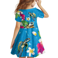 Hawaiian Tropical Flower and Honu Under Blue Water Family Matching Long Sleeve Bodycon Dress and Hawaiian Shirt LT03 - Polynesian Pride