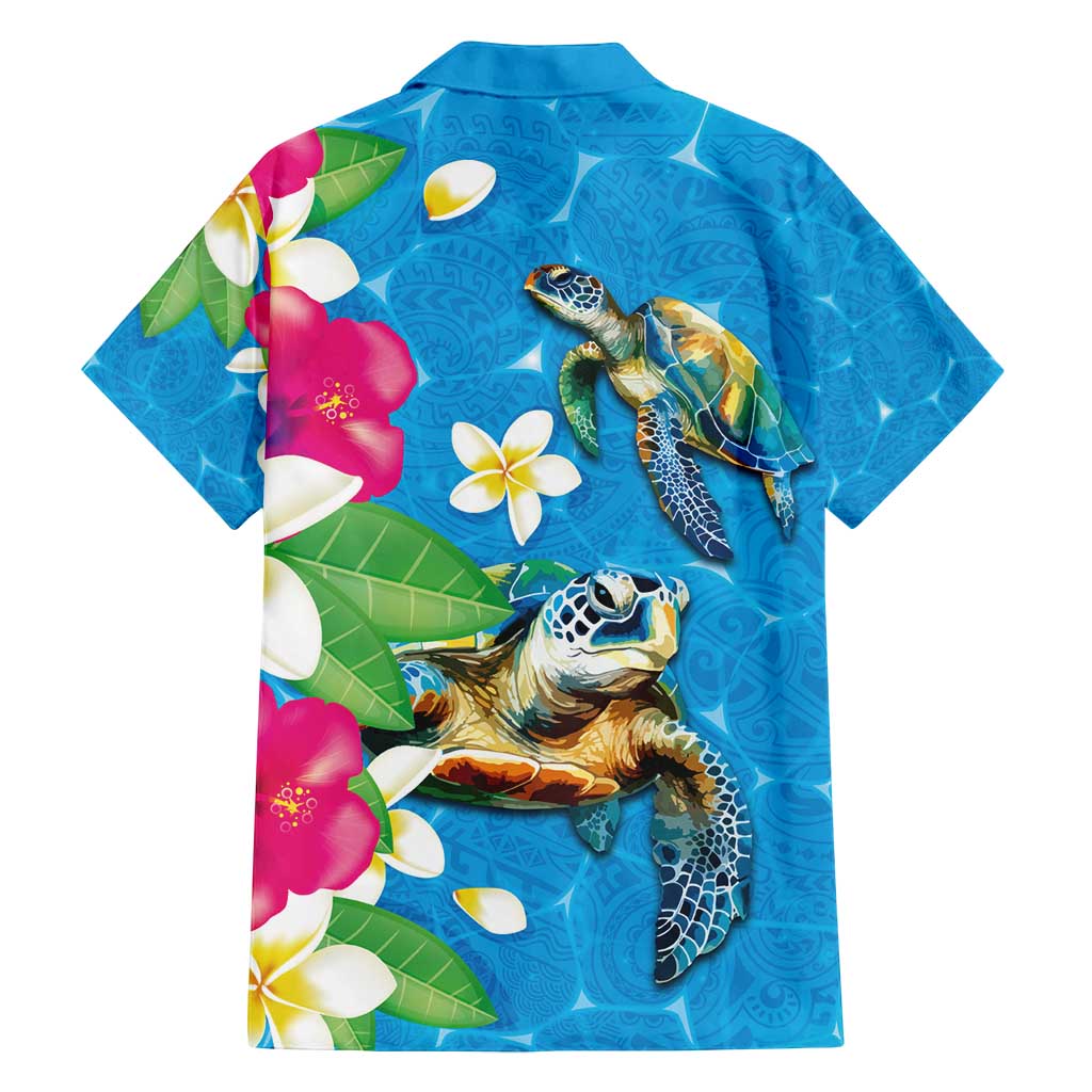 Hawaiian Tropical Flower and Honu Under Blue Water Family Matching Long Sleeve Bodycon Dress and Hawaiian Shirt LT03 - Polynesian Pride